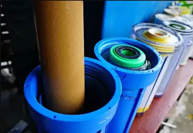 Professional assembly of reverse osmosis filter for healthier water.