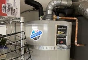 Efficient water heater setup in a utility area with a Hydrojet system, often checked during emergency water heater repairs.