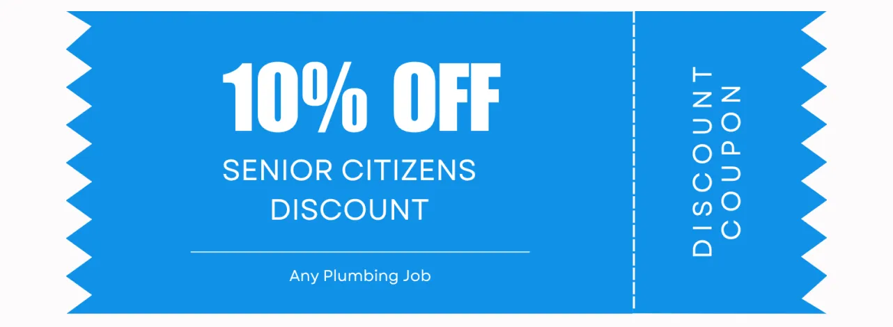 Promotional banner offering a 10% discount for senior citizens on plumbing jobs.