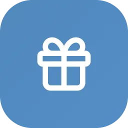 Blue icon of a gift box representing special offers and rewards for plumbing customers.